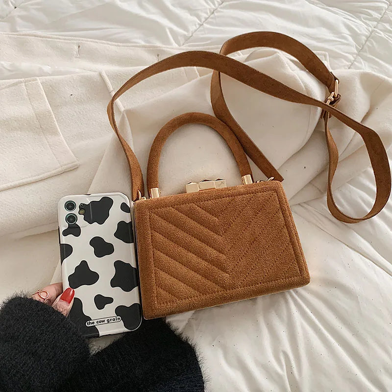 Retro Scrub PU Leather Crossbody Bags for Women Winter Handbags Totes