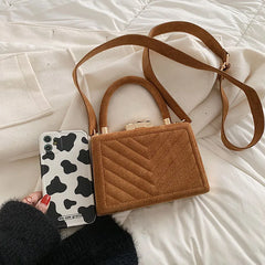 Retro Scrub PU Leather Crossbody Bags for Women Winter Handbags Totes
