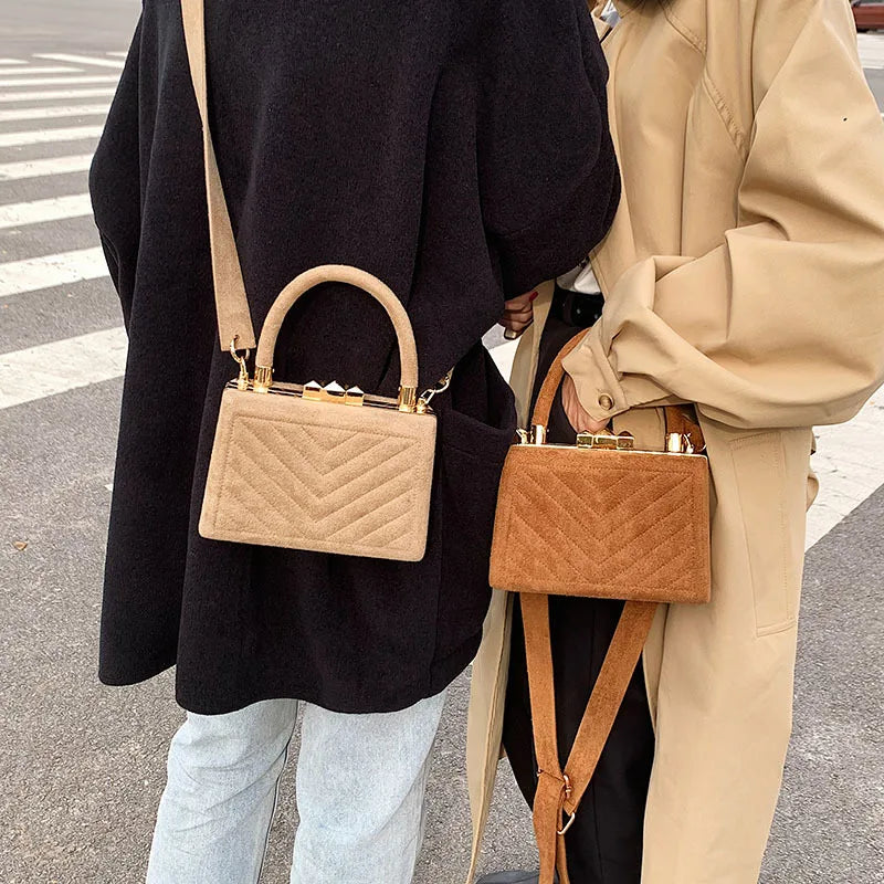 Retro Scrub PU Leather Crossbody Bags for Women Winter Handbags Totes