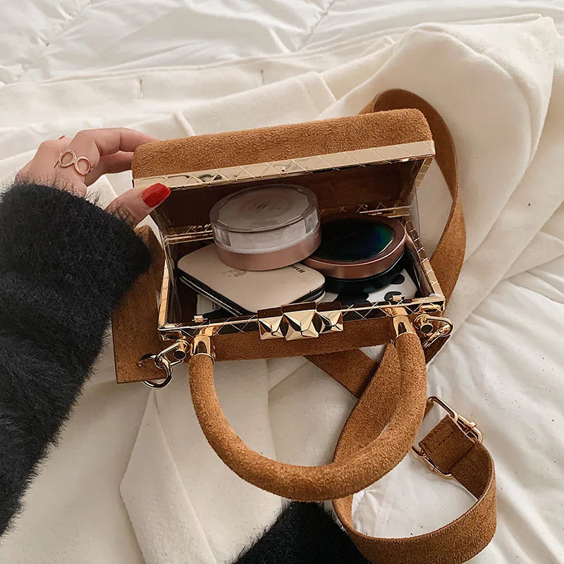 Retro Scrub PU Leather Crossbody Bags for Women Winter Handbags Totes