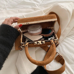 Retro Scrub PU Leather Crossbody Bags for Women Winter Handbags Totes