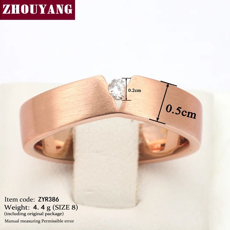 'V' Wire Drawing Process Rose Austrian Crystals Ring For Women Wedding ZYR386 ZY