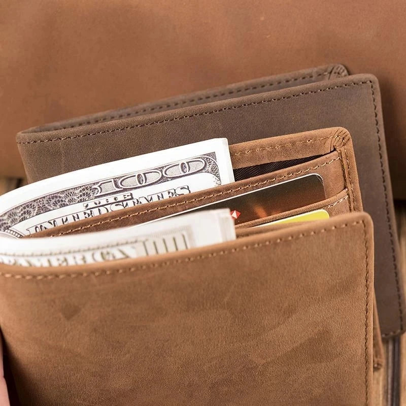 VE3033 Men's Leather Wallet Engraved, Birthday Anniversary Gift