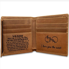 VE3033 Men's Leather Wallet Engraved, Birthday Anniversary Gift