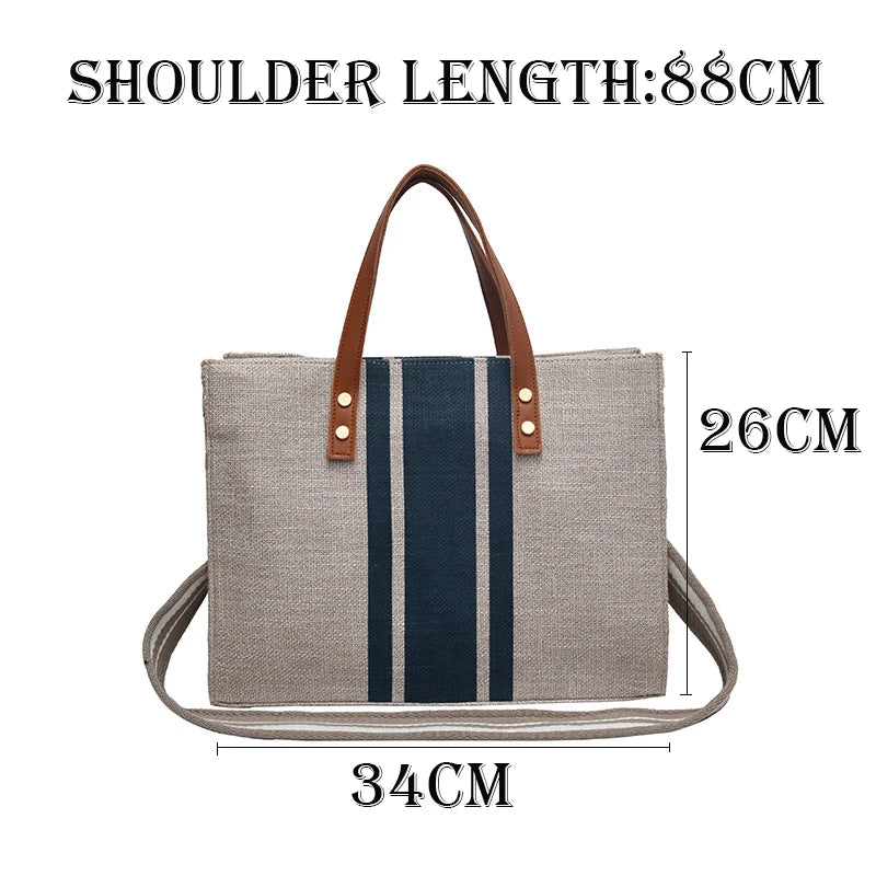 Women Canvas Bags Famous Brands Casual Female Shoulder Tote Handbag