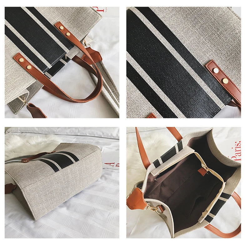 Women Canvas Bags Famous Brands Casual Female Shoulder Tote Handbag