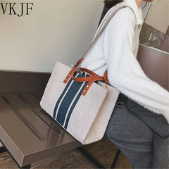 Women Canvas Bags Famous Brands Casual Female Shoulder Tote Handbag