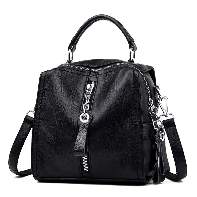 Vintage Cow Leather Handbags Women Messenger Bag Tassel Crossbody Shoulder Bag