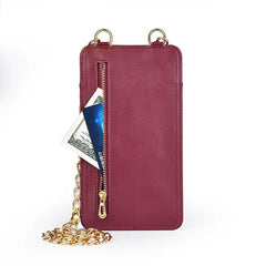 VM KISS Chain Small Phone Bag Women Pu Leather Ladie Mini Plaid Crossbody