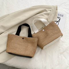 Vacation Woven Bag Retro Handbag Seaside Beach Straw Woven Bag