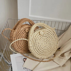 Vacation Straw Round Bags For Women Summer Crossbody Bag Rattan Beach Bags