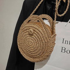 Vacation Straw Round Bags For Women Summer Crossbody Bag Rattan Beach Bags
