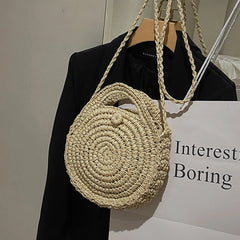 Vacation Straw Round Bags For Women Summer Crossbody Bag Rattan Beach Bags