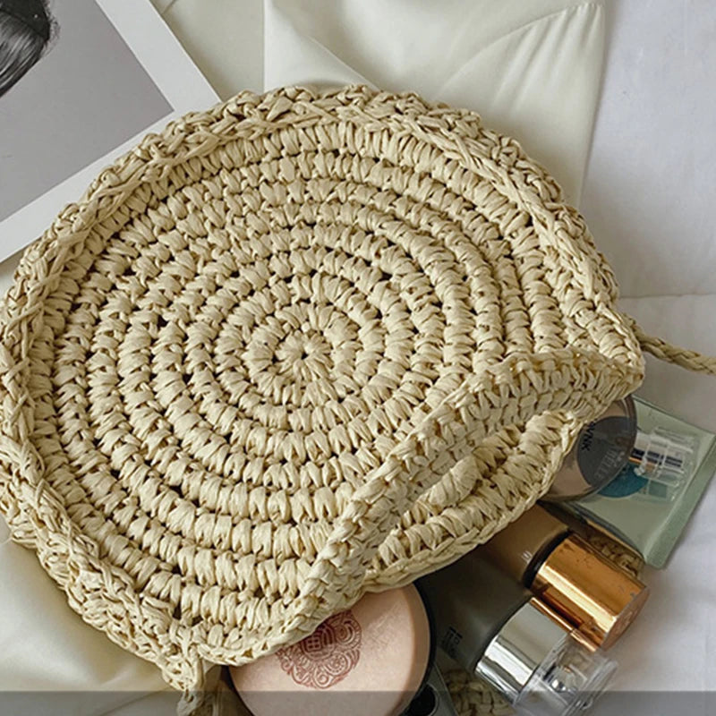 Vacation Straw Round Bags For Women Summer Crossbody Bag Rattan Beach Bags