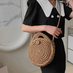 Vacation Straw Round Bags For Women Summer Crossbody Bag Rattan Beach Bags