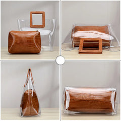 Valenkuci Transparent Tote Bags for Women High Hand Clear Bag Bolsa