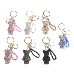 Strass Rhinestone Bear Keychain Leather Strap Car Bag Pendant Llaveros Para