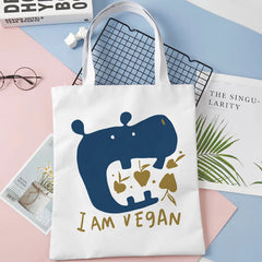 Vegan Female Shoulder Canvas Tote Shopping Bag Art Large Capacity