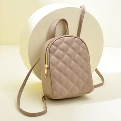 Vegan Leather Plaid Small Backpack Women Convertible Tote Daypack
