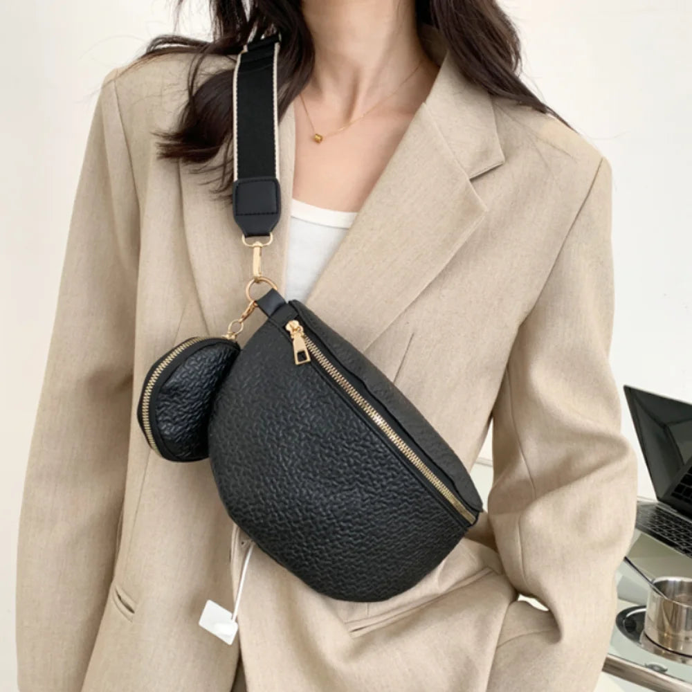 Vegan PU Leather Fanny Pack for Women Crossbody Waist Bag