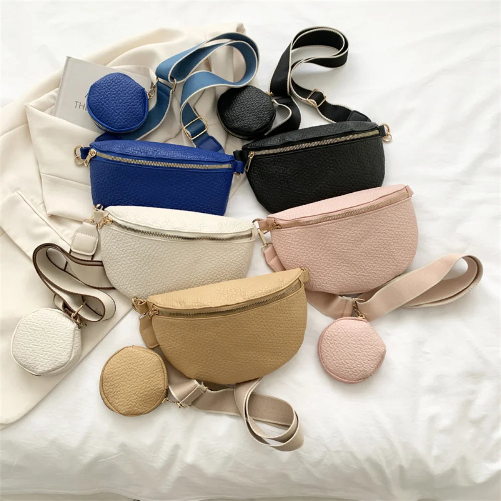 Vegan PU Leather Fanny Pack for Women Crossbody Waist Bag