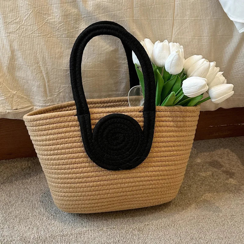 Woven Vegetable Basket Bag Large Capacity Women Handbag