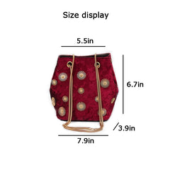 Velvet Handbag for Women Girls Shopper Purses Small flower decor