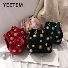 Velvet Messenger Bag Chain Small Crossbody Bags For Women Golden