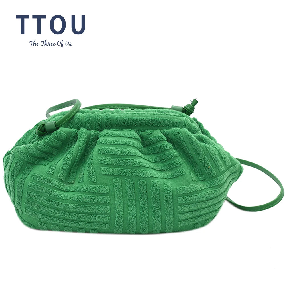 Velvet Stripe Cloud Bag for Women Handbag Shoulder Crossbody Purse