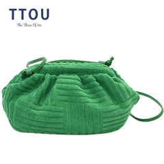 Velvet Stripe Cloud Bag for Women Handbag Shoulder Crossbody Purse