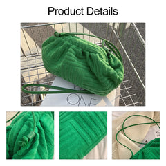 Velvet Stripe Cloud Bag for Women Handbag Shoulder Crossbody Purse