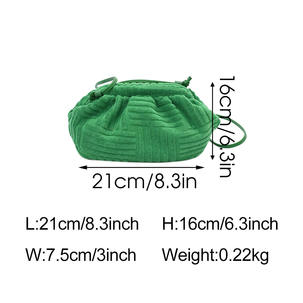 Velvet Stripe Cloud Bag for Women Handbag Shoulder Crossbody Purse