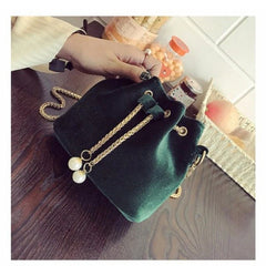 Velvet Mini Bucket Bag Chain Small Shoulder Bag