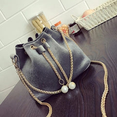 Velvet Mini Bucket Bag Chain Small Shoulder Bag