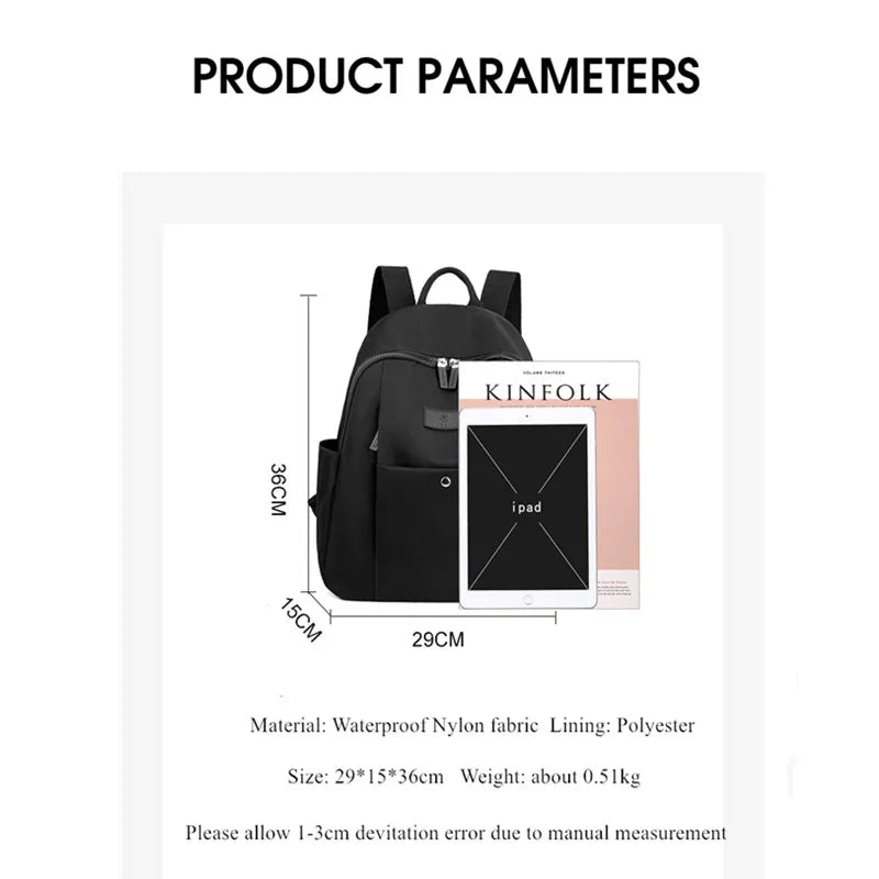 Waterproof Women Backpack Shoulder School Bag Teenage Girls Rucksack