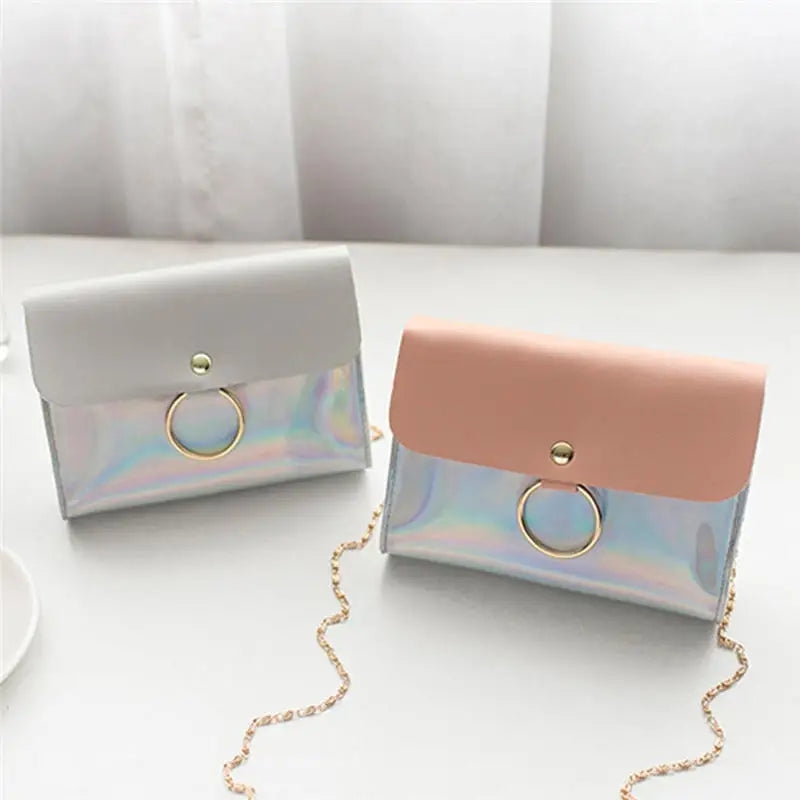 Laser Crossbody Bag Chain Bag Autumn Ring Circle Casual Single Shoulder Bags