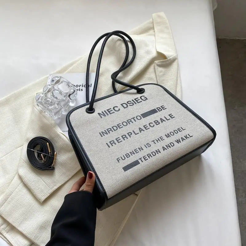 Canvas Crossbody Bag Women Small Shoulder Handbag Tote Travel Letters Portable
