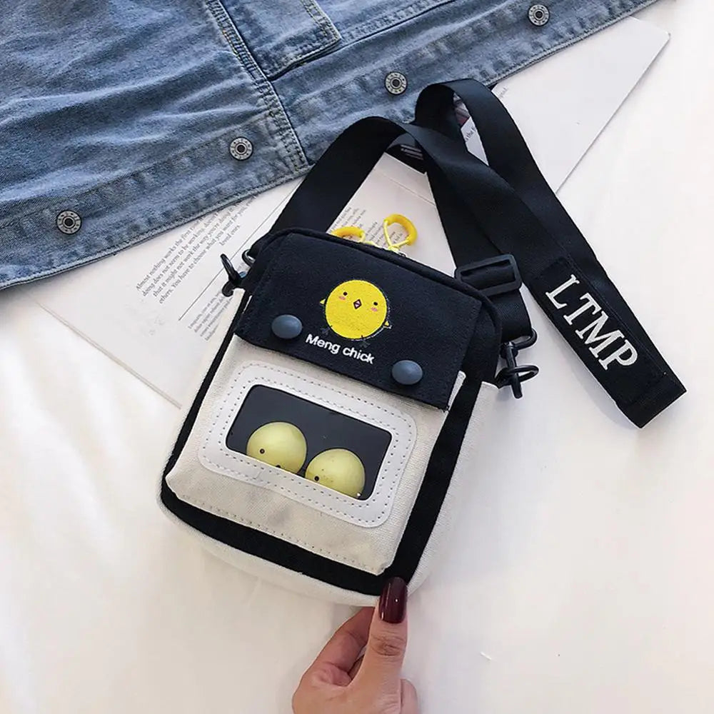 Yellow Chicken Shoulder Bag Casual Canvas Zipper Messenger Bag