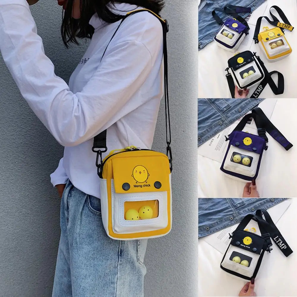 Yellow Chicken Shoulder Bag Casual Canvas Zipper Messenger Bag