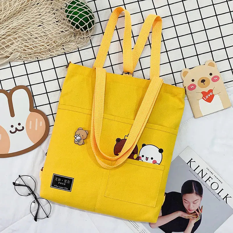 Harajuku Women's Shoulder Bag Anime Canvas Large Capacity Casual Tote Shopper
