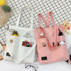 Harajuku Women's Shoulder Bag Anime Canvas Large Capacity Casual Tote Shopper