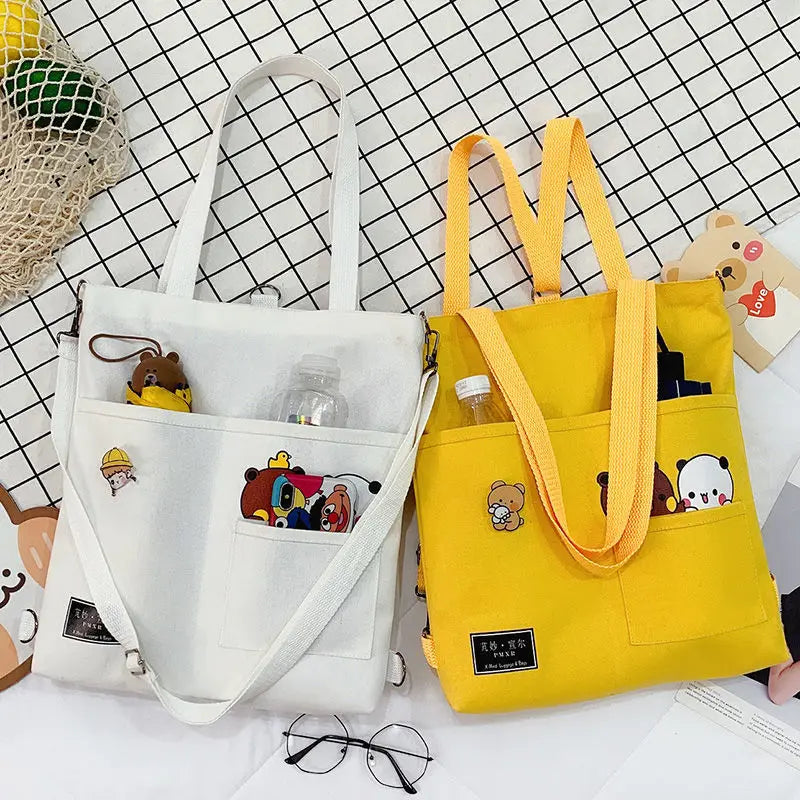 Harajuku Women's Shoulder Bag Anime Canvas Large Capacity Casual Tote Shopper