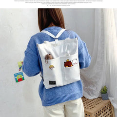 Harajuku Women's Shoulder Bag Anime Canvas Large Capacity Casual Tote Shopper