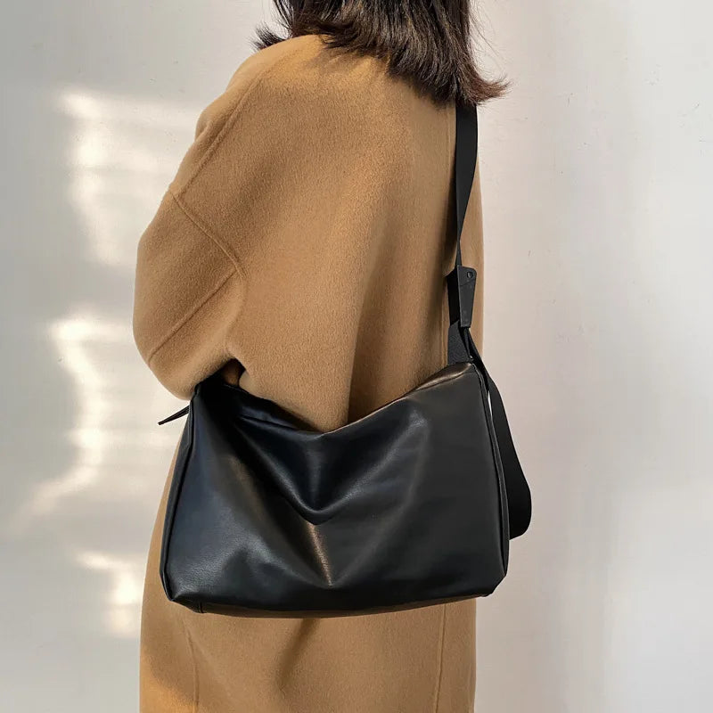 PU Crossbody Bag for Women Large Capacity Shoulder Messenger Bag Retro Handbags