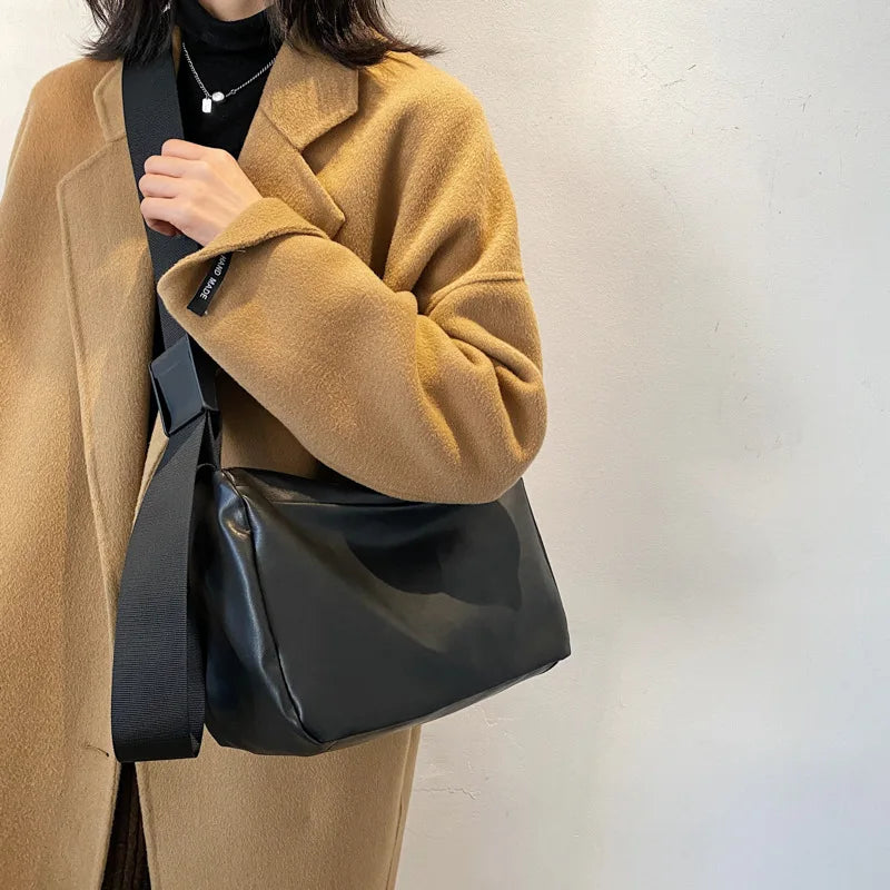 PU Crossbody Bag for Women Large Capacity Shoulder Messenger Bag Retro Handbags