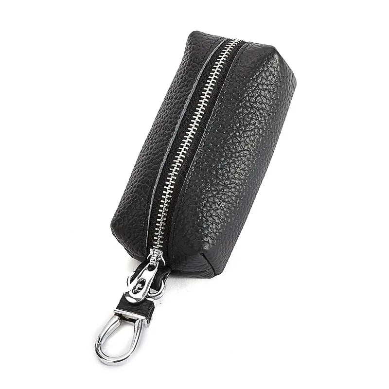 Unisex Cowhide Pouches Key Ring Chains Cow Leather Small Item