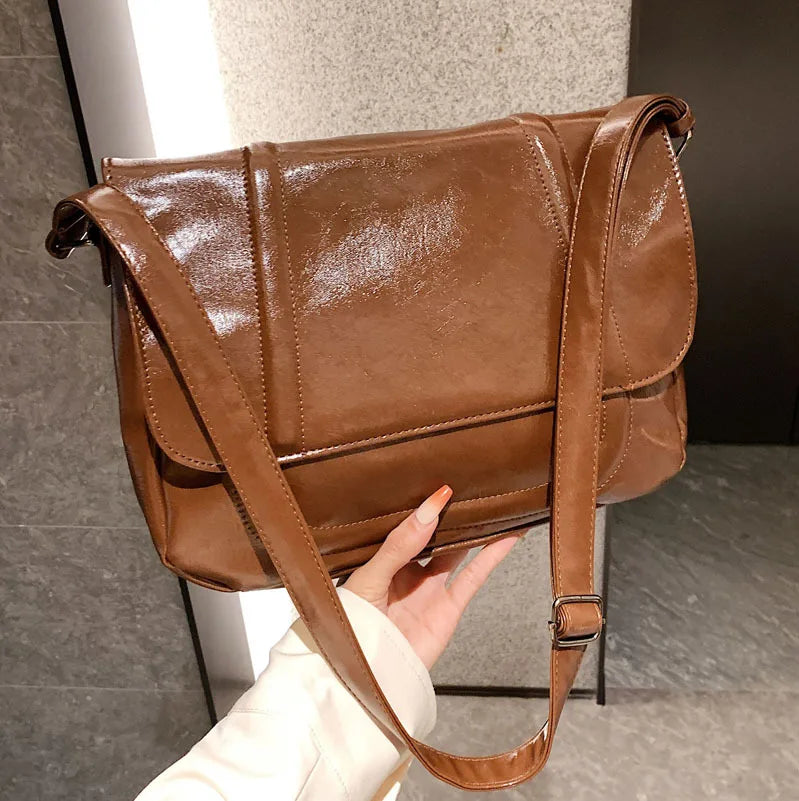 Solid One Shoulder Bag Women Autumn Retro Purses High Quality