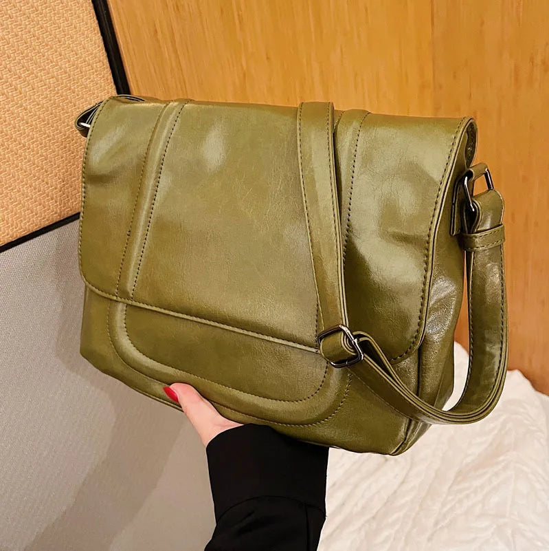 Solid One Shoulder Bag Women Autumn Retro Purses High Quality