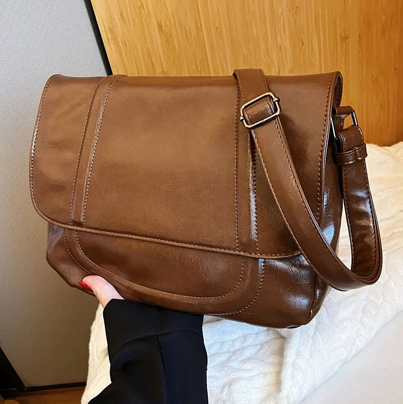 Solid One Shoulder Bag Women Autumn Retro Purses High Quality