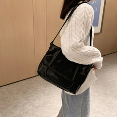 Solid One Shoulder Bag Women Autumn Retro Purses High Quality